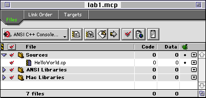 CodeWarrior’s project window